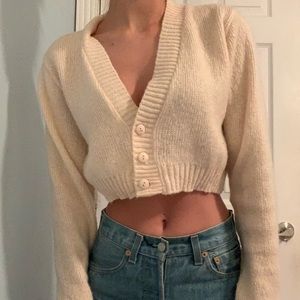 Beige Cropped Cardigan